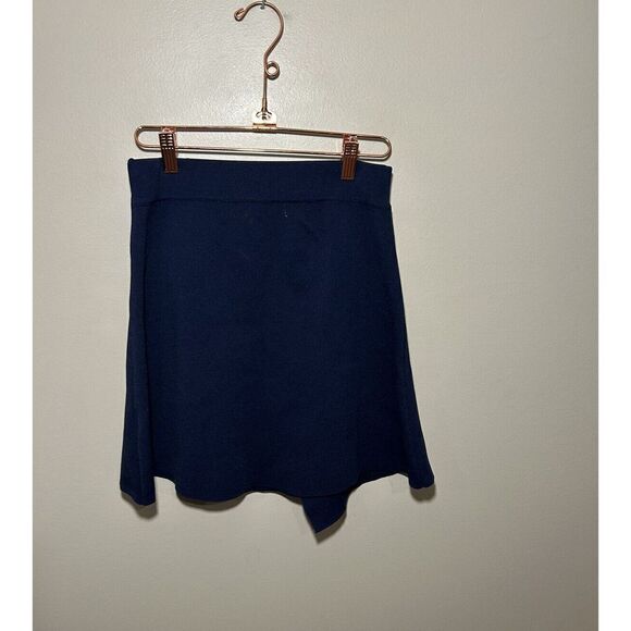 all:Row Asymmetric Wrap Skirt Women%E2%80%99s Small Stretch A-line Buttons Navy - Picture 3 of 8